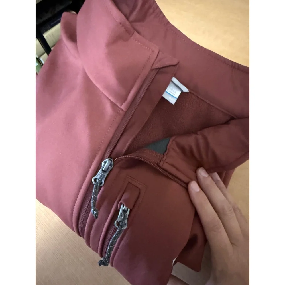 Columbia Mens Ascender Softshell Jacket Burgundy Red Full Zip Fleece Lined 4XL